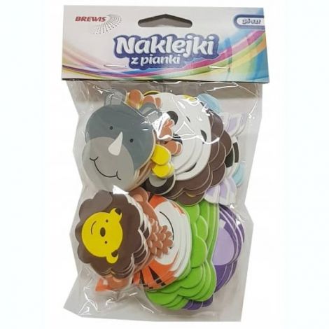 Naklejki z mikrogumy Brewis Zoo Głowy, 36szt